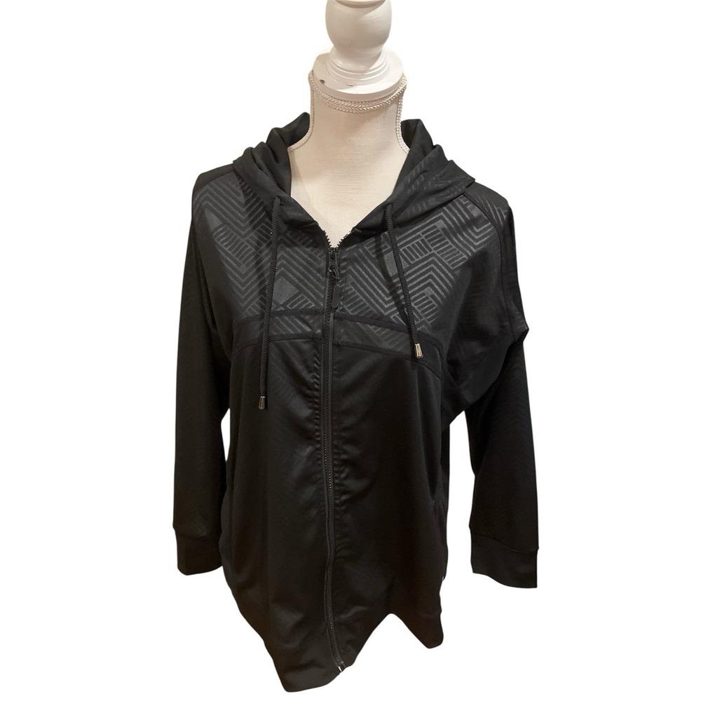 Cali Sport Black Geometric Pattern Hooded Jacket XL